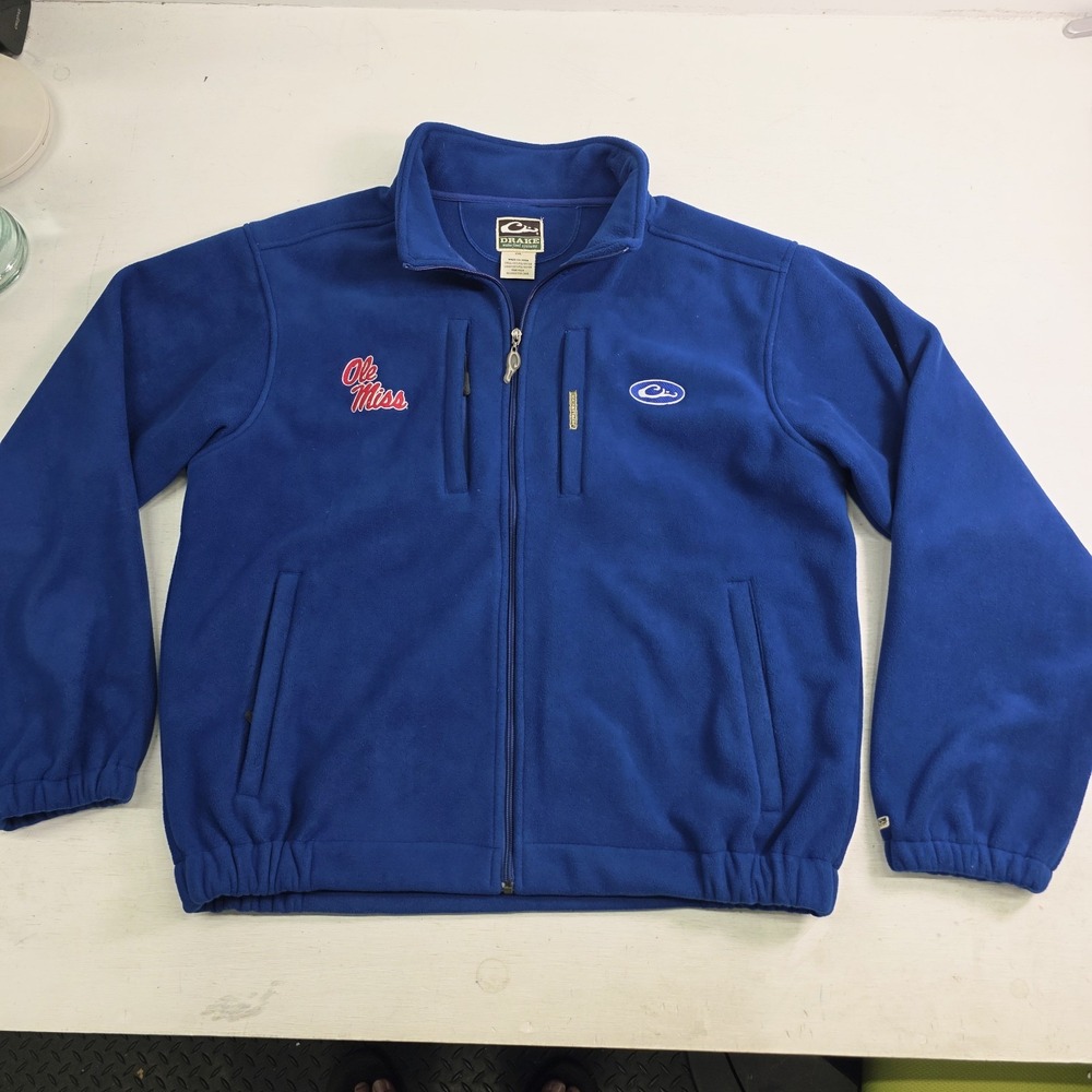 Drake Waterfowl MST NCAA Ole Miss Heavy‎ Fleece Blue Jacket Magnattach Men's 2XL
